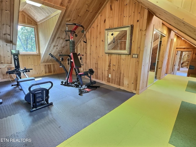 189 Bridle Way, Speedwell, TN 37870 - exercise room with wooden walls, lofted ceiling, and baseboards
