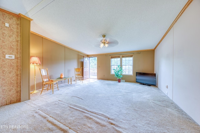 310 Abbott Rd, Lenoir City, TN 37771 - carpeted empty room with a textured ceiling, crown molding, and a ceiling fan