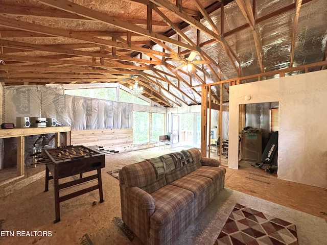 1186 Deerfield Way, Lafollette, TN 37766 - playroom featuring vaulted ceiling, plenty of natural light, and ceiling fan