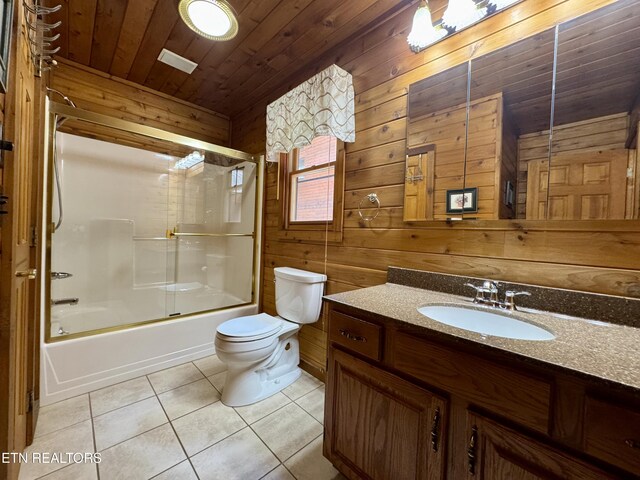 1186 Deerfield Way, Lafollette, TN 37766 - full bath with wood walls, toilet, tile patterned floors, vanity, and wood ceiling