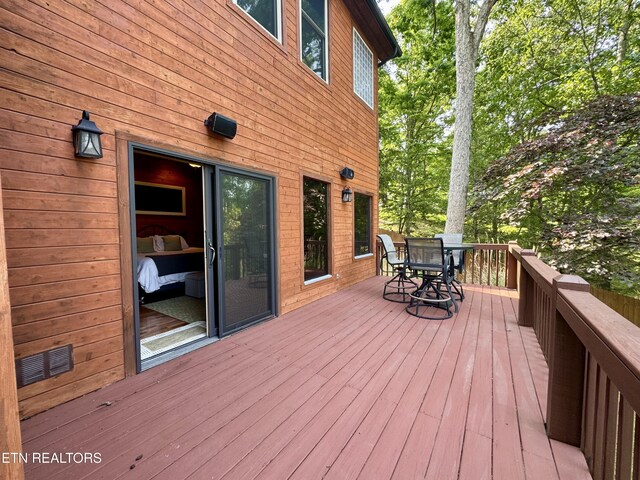 1186 Deerfield Way, Lafollette, TN 37766 - wooden deck with outdoor dining space