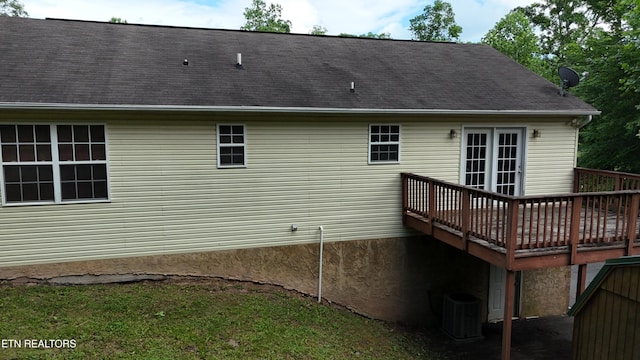211 Jamie St, Maynardville, TN 37807 - back of property featuring a wooden deck, central AC, and roof with shingles