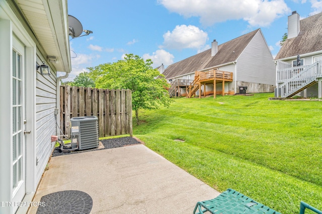 1051 Nod St, Knoxville, TN 37932 - view of patio / terrace featuring stairs, central AC, and a wooden deck