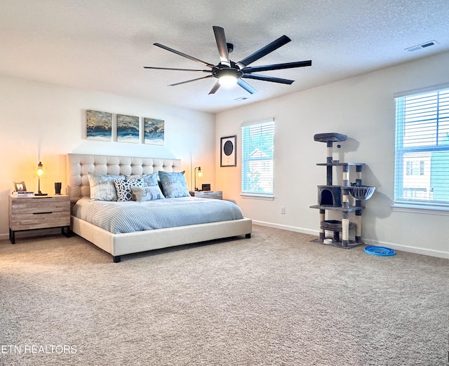 1013 Curly Top Ln, Knoxville, TN 37932 - carpeted bedroom featuring baseboards, a textured ceiling, and a ceiling fan