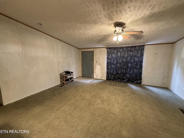 214 Hickory Grove Rd, Madisonville, TN 37354 - empty room featuring ceiling fan, carpet flooring, and a textured ceiling