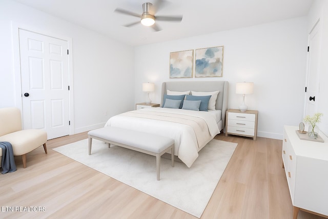 2714 E 5th Ave, Knoxville, TN 37914 - bedroom with light wood-style flooring, baseboards, and a ceiling fan
