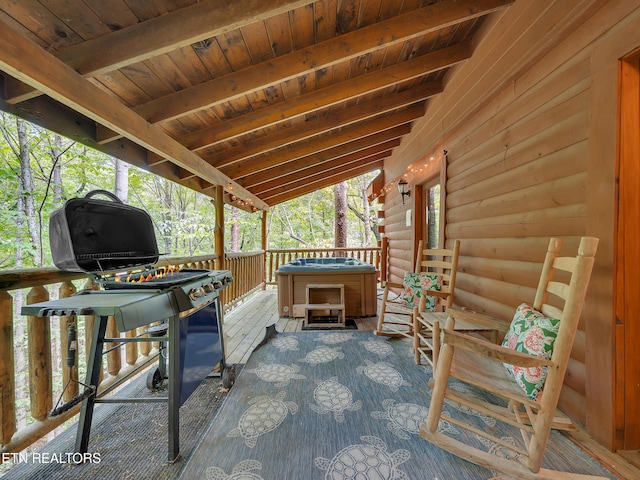 view of patio featuring a wooden deck