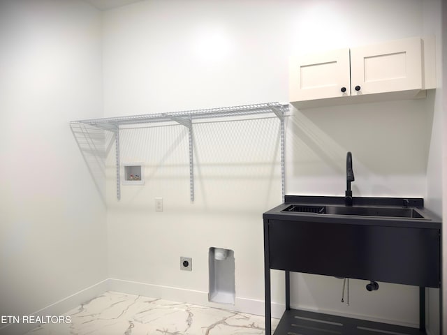 1146 Moodyville Loop, Byrdstown, TN 38549 - washroom with washer hookup, marble finish floors, cabinet space, and electric dryer hookup