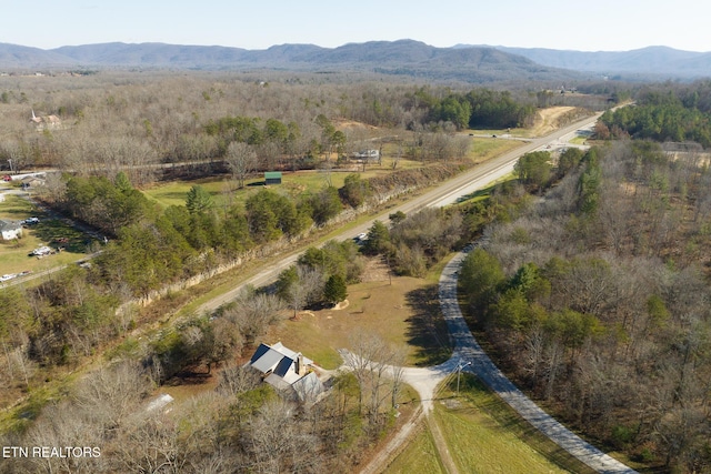 410 Railey Ln, Huntsville, TN 37756 - aerial view of property and surrounding area with a mountainous background and rural landscape