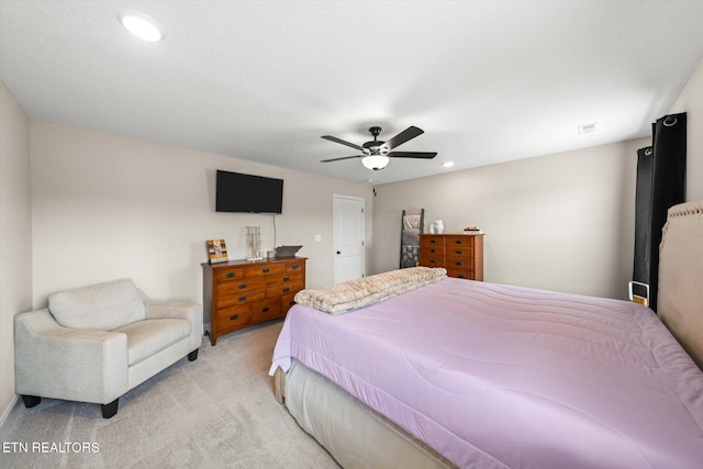 2516 Lemon Berry St, Knoxville, TN 37932 - bedroom with light colored carpet, a ceiling fan, and recessed lighting