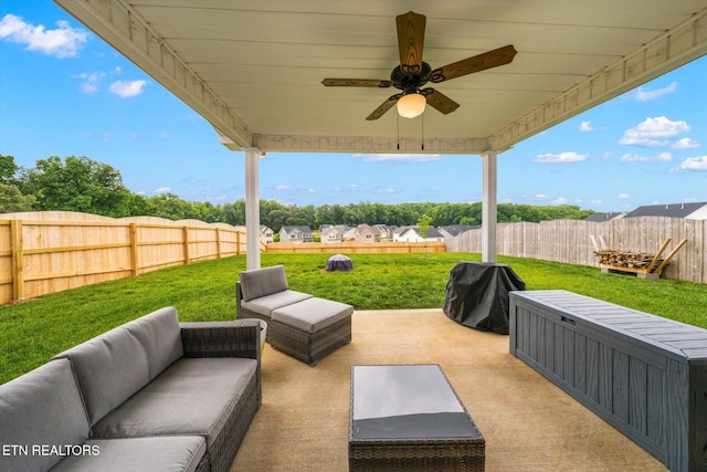 2516 Lemon Berry St, Knoxville, TN 37932 - view of patio featuring outdoor lounge area, a ceiling fan, and area for grilling