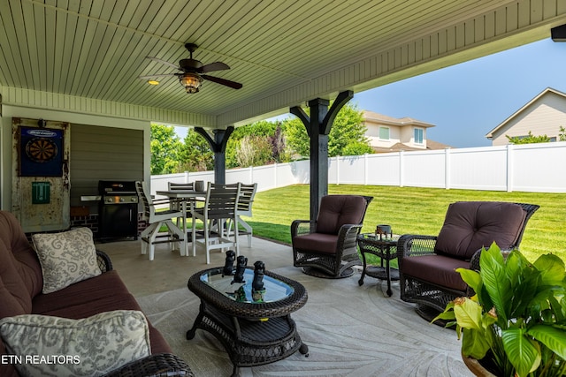 119 Pointe Summit Dr, Greenback, TN 37742 - view of patio / terrace with a ceiling fan, outdoor lounge area, outdoor dining area, and area for grilling