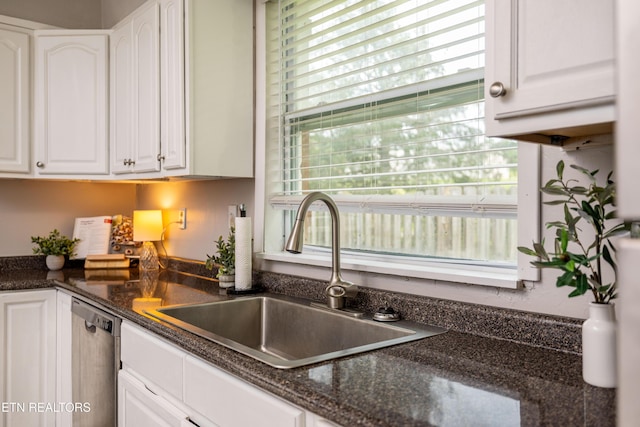 6944 Berry Ln, Knoxville, TN 37914 - kitchen with a sink, dishwasher, white cabinets, and healthy amount of natural light