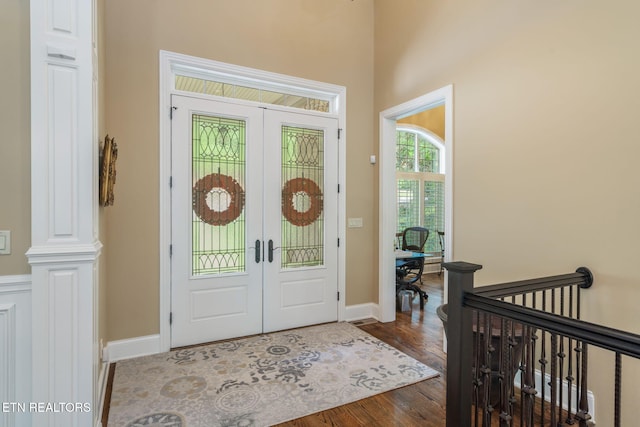 111 Winchester Cir, Oak Ridge, TN 37830 - entryway featuring french doors, dark wood-style floors, and baseboards