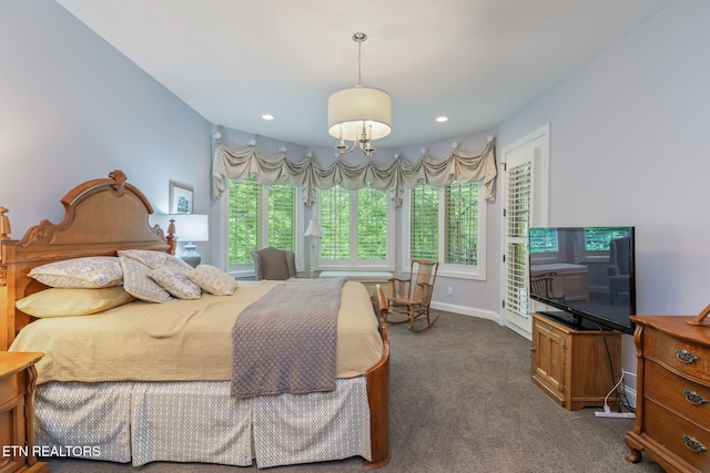 111 Winchester Cir, Oak Ridge, TN 37830 - bedroom featuring dark colored carpet, baseboards, and recessed lighting