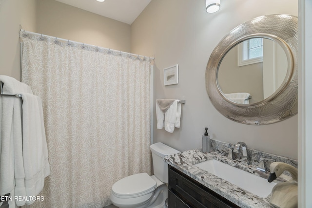 111 Winchester Cir, Oak Ridge, TN 37830 - bathroom with toilet, vanity, and curtained shower