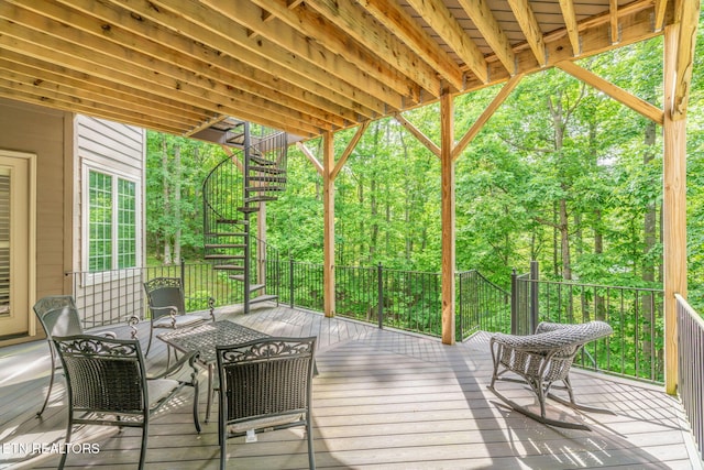 111 Winchester Cir, Oak Ridge, TN 37830 - wooden terrace featuring stairway and outdoor lounge area