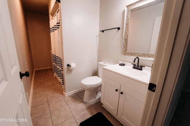 1799 Baker Hwy, Huntsville, TN 37756 - full bathroom with tile patterned flooring, vanity, toilet, baseboards, and curtained shower