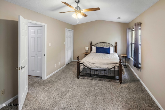 1316 Mountain Meadows Way, Sevierville, TN 37862 - carpeted bedroom with lofted ceiling, baseboards, and a ceiling fan