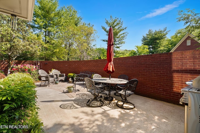 12311 Willow Ridge Ln, Farragut, TN 37934 - fenced backyard featuring outdoor dining space, a patio, and a grill
