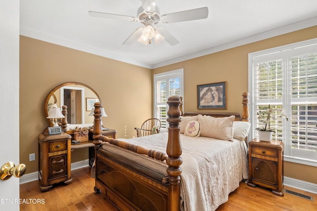 12311 Willow Ridge Ln, Farragut, TN 37934 - bedroom featuring light wood finished floors, ornamental molding, baseboards, and a ceiling fan