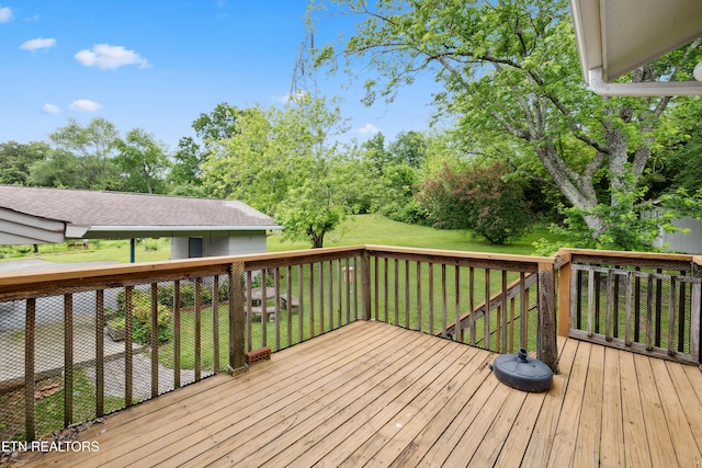 7613 Luscombe Dr, Knoxville, TN 37919 - deck featuring a yard and view of wooded area