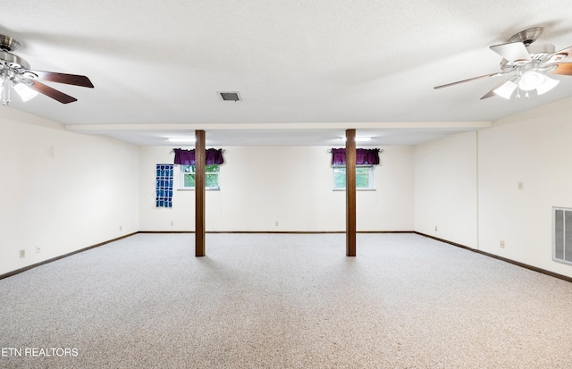 7613 Luscombe Dr, Knoxville, TN 37919 - below grade area with a ceiling fan, baseboards, and carpet flooring