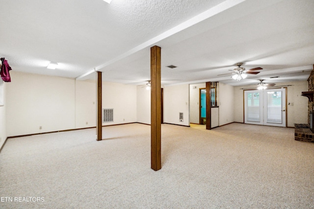 7613 Luscombe Dr, Knoxville, TN 37919 - basement with carpet floors, a ceiling fan, and baseboards