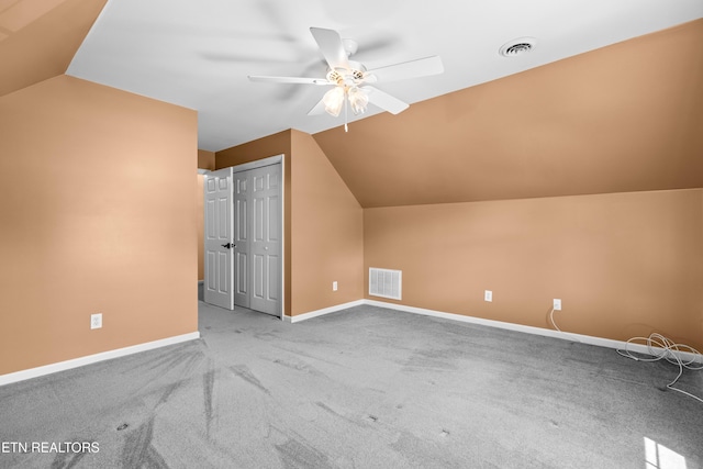1025 Ree Way Unit 20, Knoxville, TN 37909 - bonus room with vaulted ceiling, a ceiling fan, carpet, and baseboards
