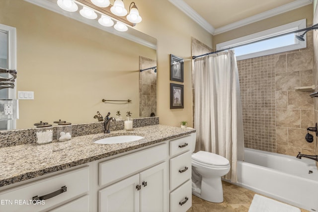 436 Silent River Ln, Loudon, TN 37774 - full bath with vanity, ornamental molding, shower / bath combo with shower curtain, and toilet