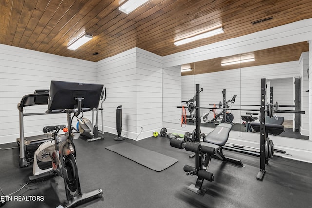 436 Silent River Ln, Loudon, TN 37774 - workout area featuring wooden ceiling