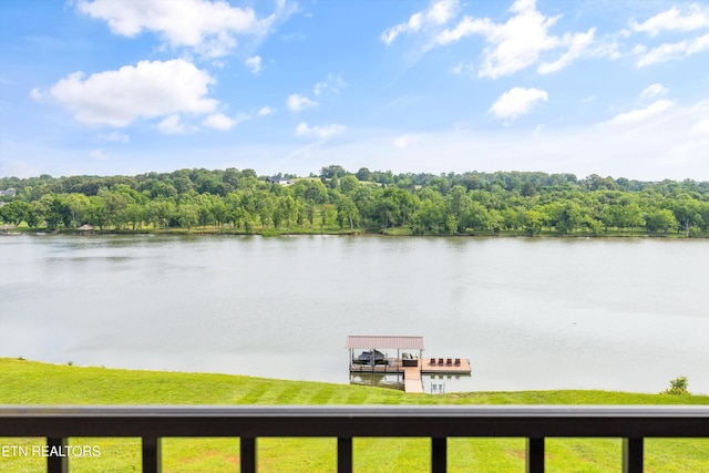 436 Silent River Ln, Loudon, TN 37774 - water view featuring a floating dock and a forest