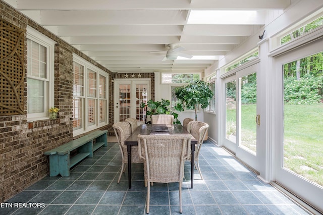 129 Whippoorwill Dr, Oak Ridge, TN 37830 - sunroom featuring healthy amount of natural light, french doors, and a ceiling fan