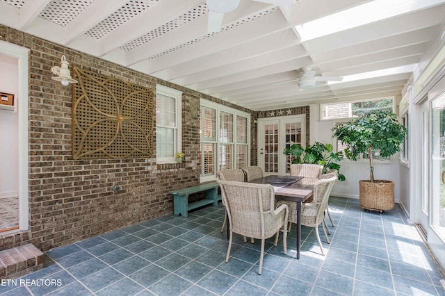 129 Whippoorwill Dr, Oak Ridge, TN 37830 - sunroom / solarium with a ceiling fan, outdoor dining space, and french doors