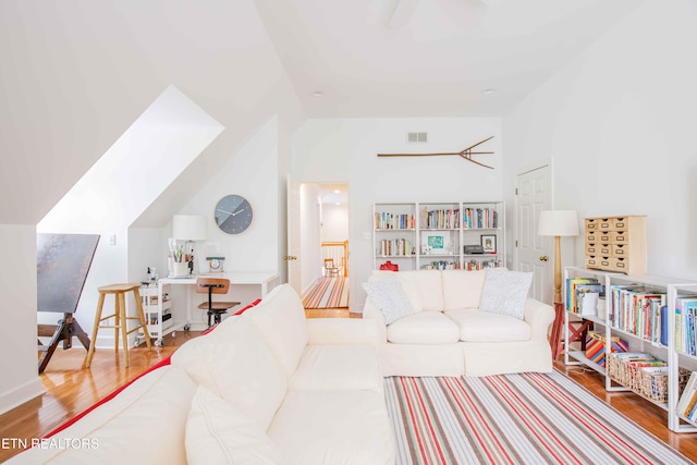 129 Whippoorwill Dr, Oak Ridge, TN 37830 - living room with wood finished floors, a high ceiling, and a desk