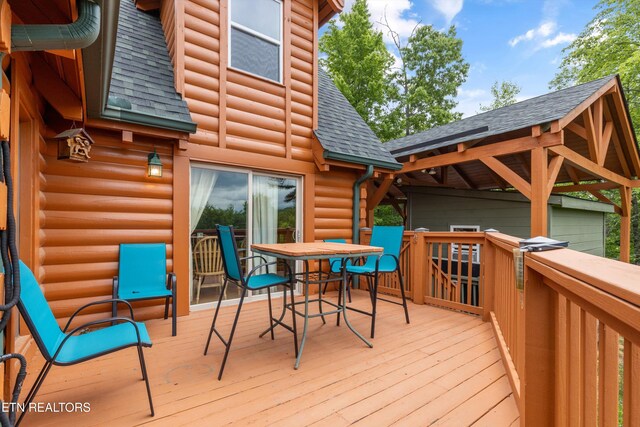 1949 E Mountain View Way, Sevierville, TN 37876 - wooden deck with outdoor dining space and a gazebo