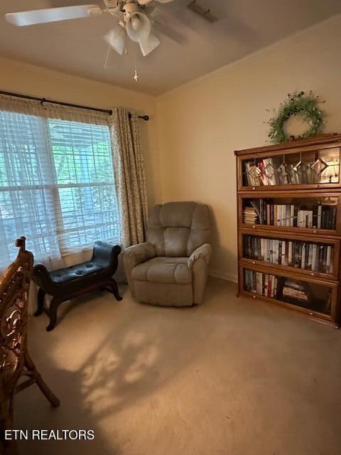 5230 Brig Ln, Knoxville, TN 37914 - sitting room with ceiling fan and carpet floors