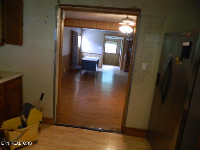 232 Sallings Rd, Luttrell, TN 37779 - hall with light wood-style flooring, a chandelier, and baseboards