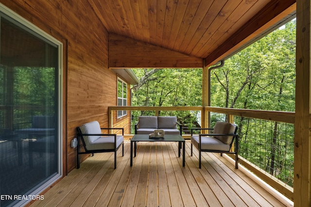 1705 Pkwy View Ct, Sevierville, TN 37876 - deck featuring an outdoor living space and a view of trees