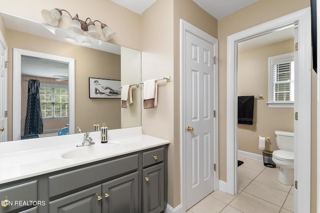 817 Vista Oaks Ln, Knoxville, TN 37919 - bathroom featuring vanity, toilet, tile patterned floors, and baseboards