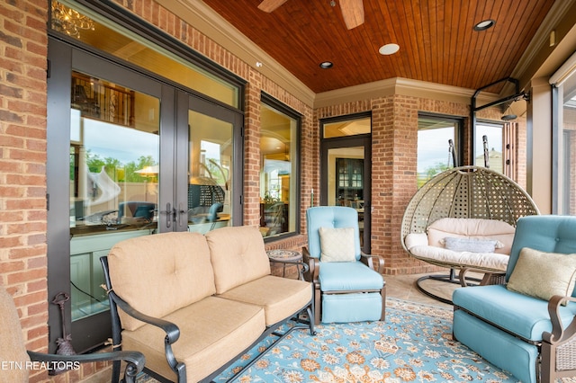 759 Indian Mountain Rd, Jellico, TN 37762 - view of patio / terrace featuring french doors and a ceiling fan