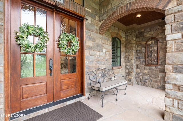 759 Indian Mountain Rd, Jellico, TN 37762 - view of exterior entry featuring stone siding and french doors