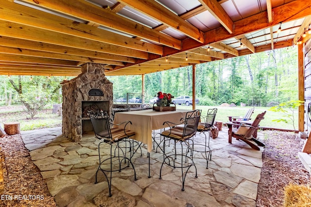 1854 Catusa Rd, Wartburg, TN 37887 - view of patio / terrace with an outdoor stone fireplace
