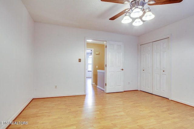 4003 Valley View Dr Unit 6, Knoxville, TN 37917 - unfurnished bedroom featuring light wood-style floors, baseboards, a closet, and a ceiling fan