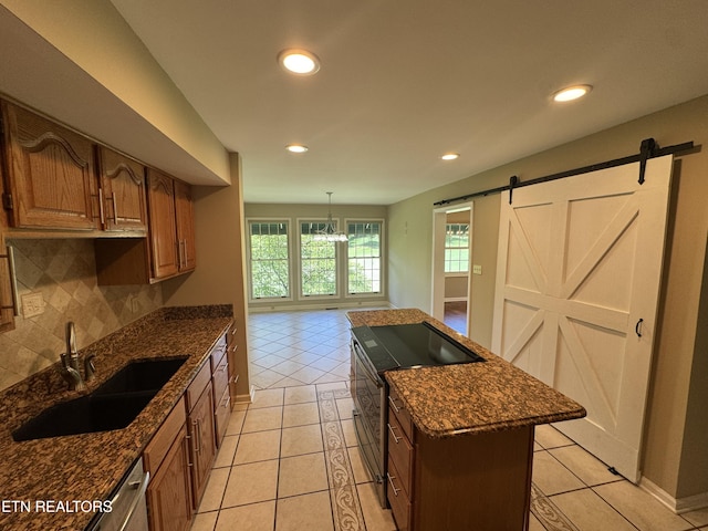 118 Toqua Club Way, Loudon, TN 37774 - kitchen with a sink, a kitchen island, recessed lighting, light tile patterned floors, and backsplash