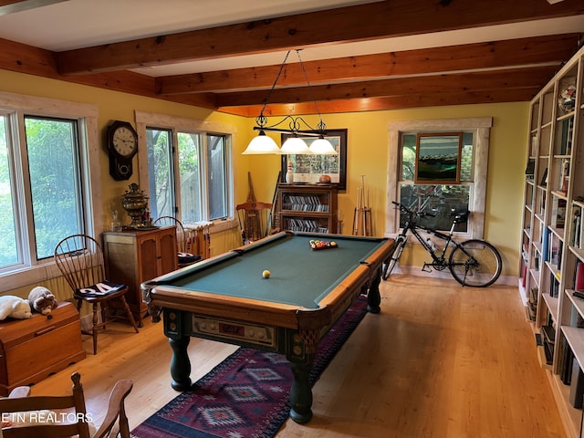 1309 Licklog Hollow Rd, Sevierville, TN 37876 - rec room featuring beam ceiling, light wood-style floors, and pool table