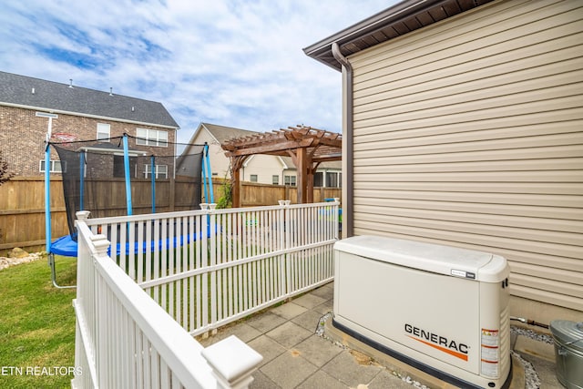 1227 Branch Creek Ln, Maryville, TN 37801 - view of patio / terrace featuring a trampoline and a pergola