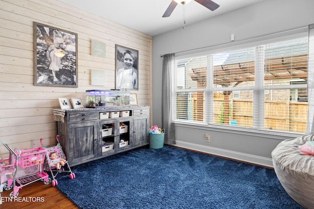 1227 Branch Creek Ln, Maryville, TN 37801 - playroom with wooden walls, ceiling fan, and baseboards