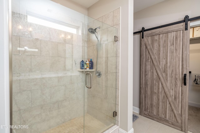 1227 Branch Creek Ln, Maryville, TN 37801 - full bath with a stall shower, tile patterned flooring, and baseboards