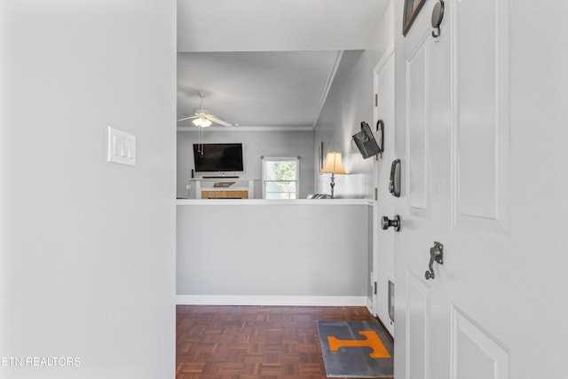 15 Breakers Ct, Clinton, TN 37716 - foyer with a ceiling fan, ornamental molding, and baseboards